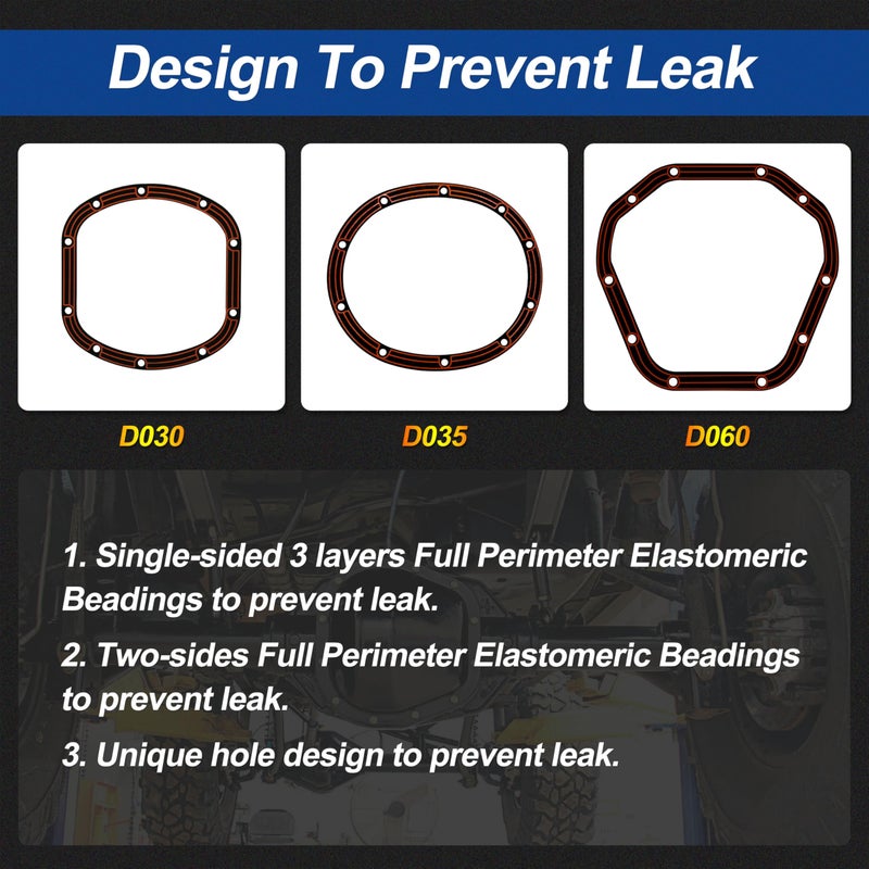 salangid Differential Cover Gasket Rubber Coated Steel Core D030 Replacement for Dana30 Front Axles - Image 2